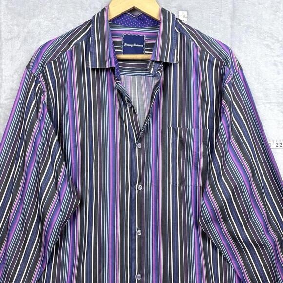 Tommy Bahama Other - Tommy Bahama Striped 100% Cotton Shirt Men Size LT Colorful Button Up Causal